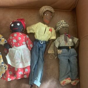 All 5 antique African American dolls.